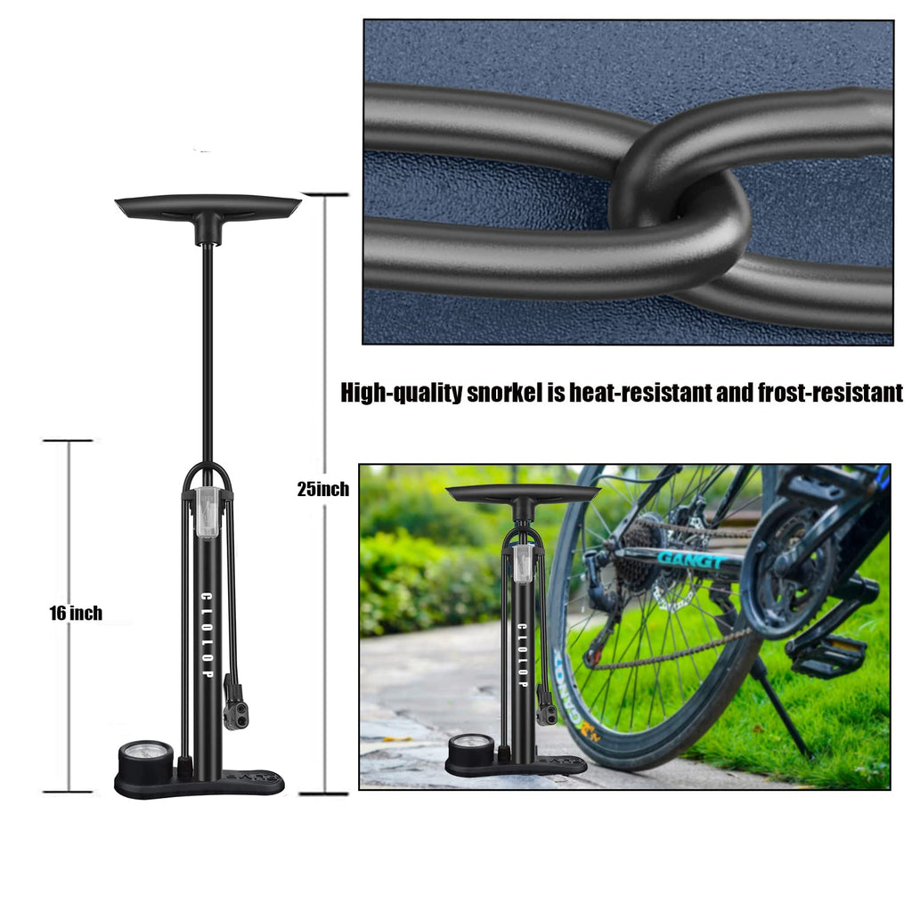 Clolop Bike Floor Pump Bike Pump High Pressure 160 Psi,Bicycle Pump With Air Ball Pump Inflator Fits Schrader And Presta Valve