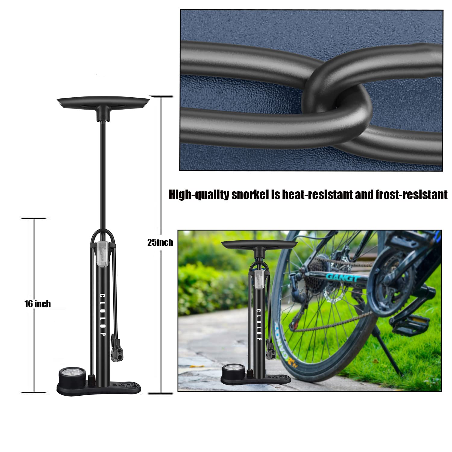 Clolop Bike Floor Pump Bike Pump High Pressure 160 Psi,Bicycle Pump With Air Ball Pump Inflator Fits Schrader And Presta Valve