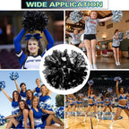 Lovecheer 2Pcs Pom Poms Cheerleading Black Metallic Cheer Pom Poms With Baton Handle For Sports Team Spirit Party Cheering
