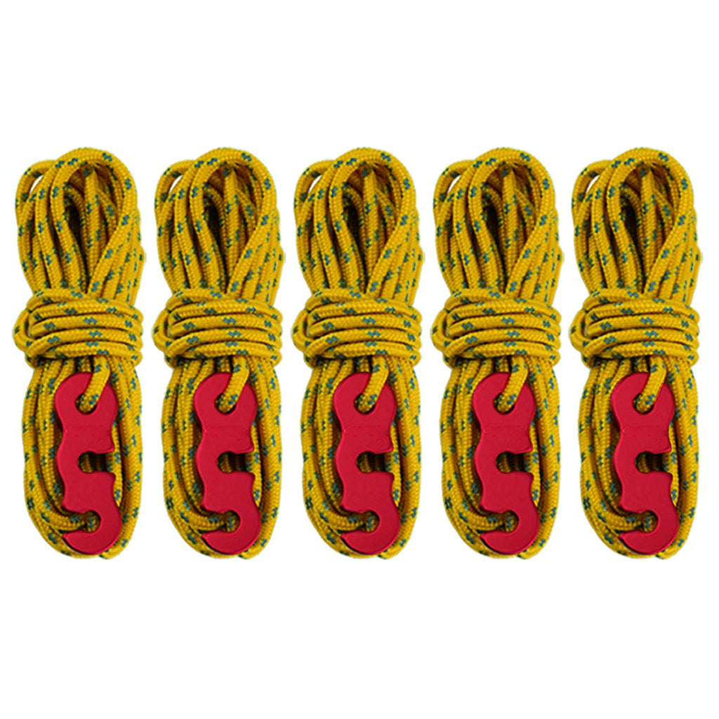 5 Pcs 13Ft Reflective Guyline With Tent Rope Tensioners High-Strength Tent Paracord Awning Aluminum Cord Adjuster Kit For Campin