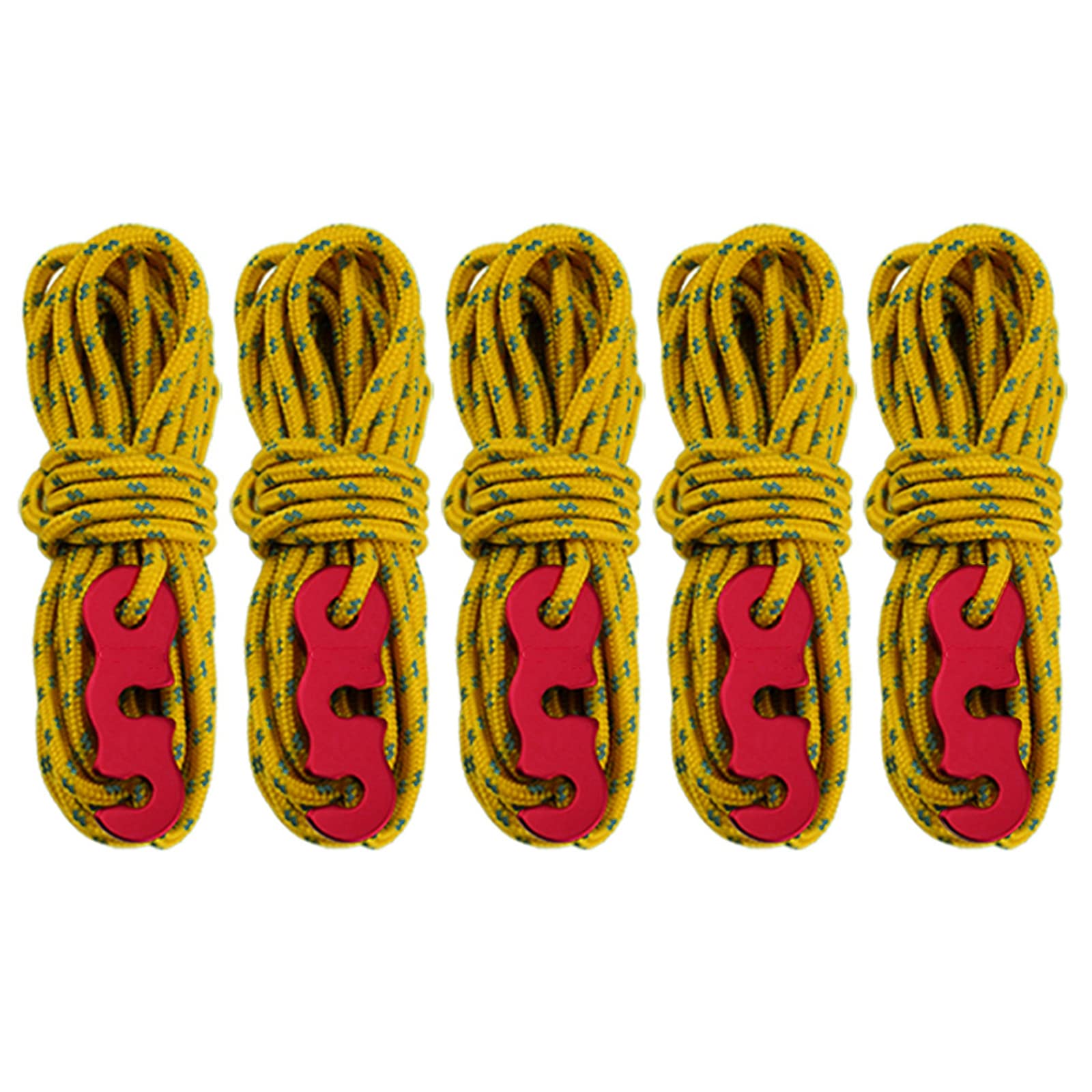 5 Pcs 13Ft Reflective Guyline With Tent Rope Tensioners High-Strength Tent Paracord Awning Aluminum Cord Adjuster Kit For Campin