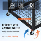 Vevor Rolling Sports Ball Storage Cart, Lockable Basketball Cage With Double Lids, Sport Equipment Holder Organizer For Indoor O