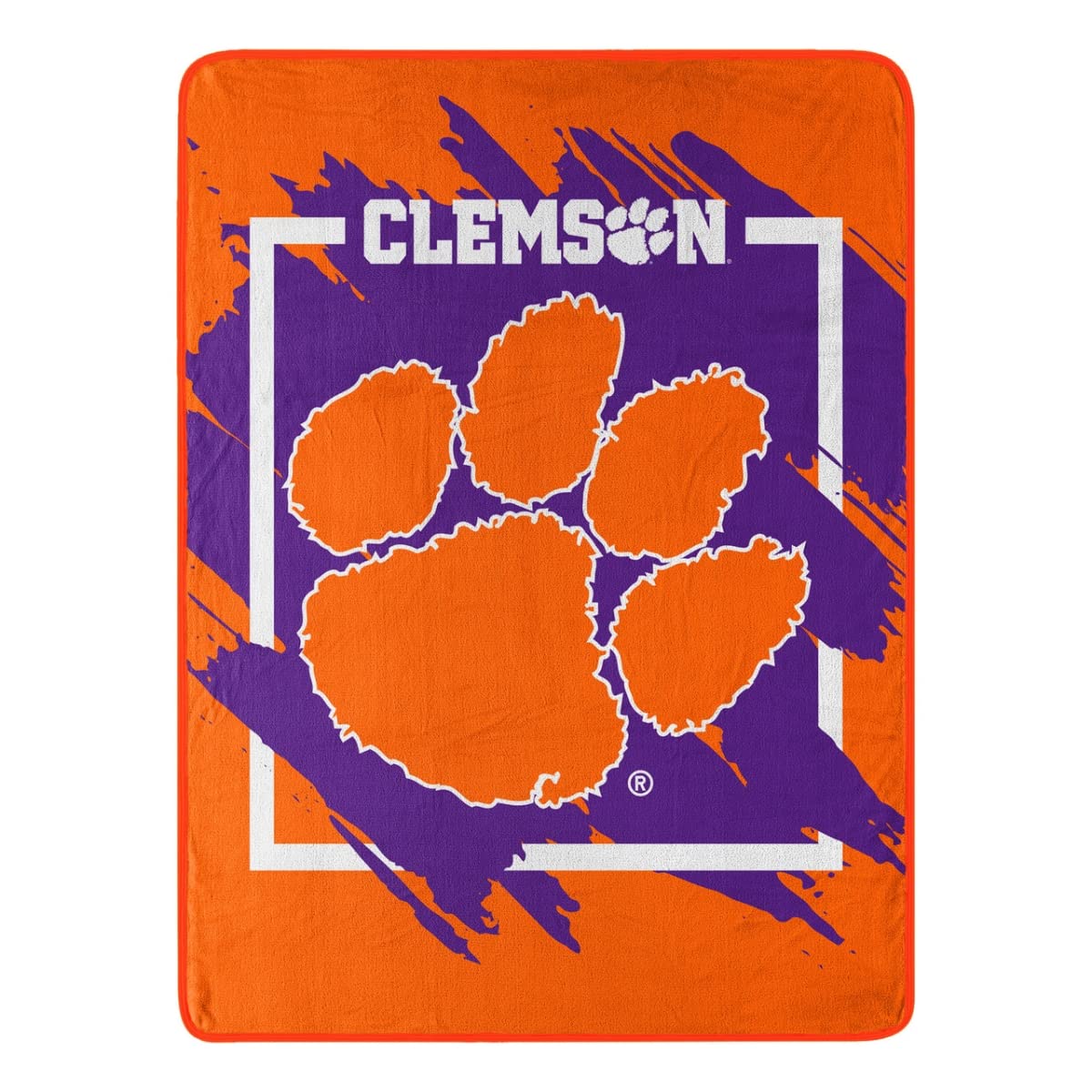 NORTHWEST ENTERPRISES NCAA 46x60 Dimensional Design Micro Raschel Throw Blanket (Clemson Tigers)