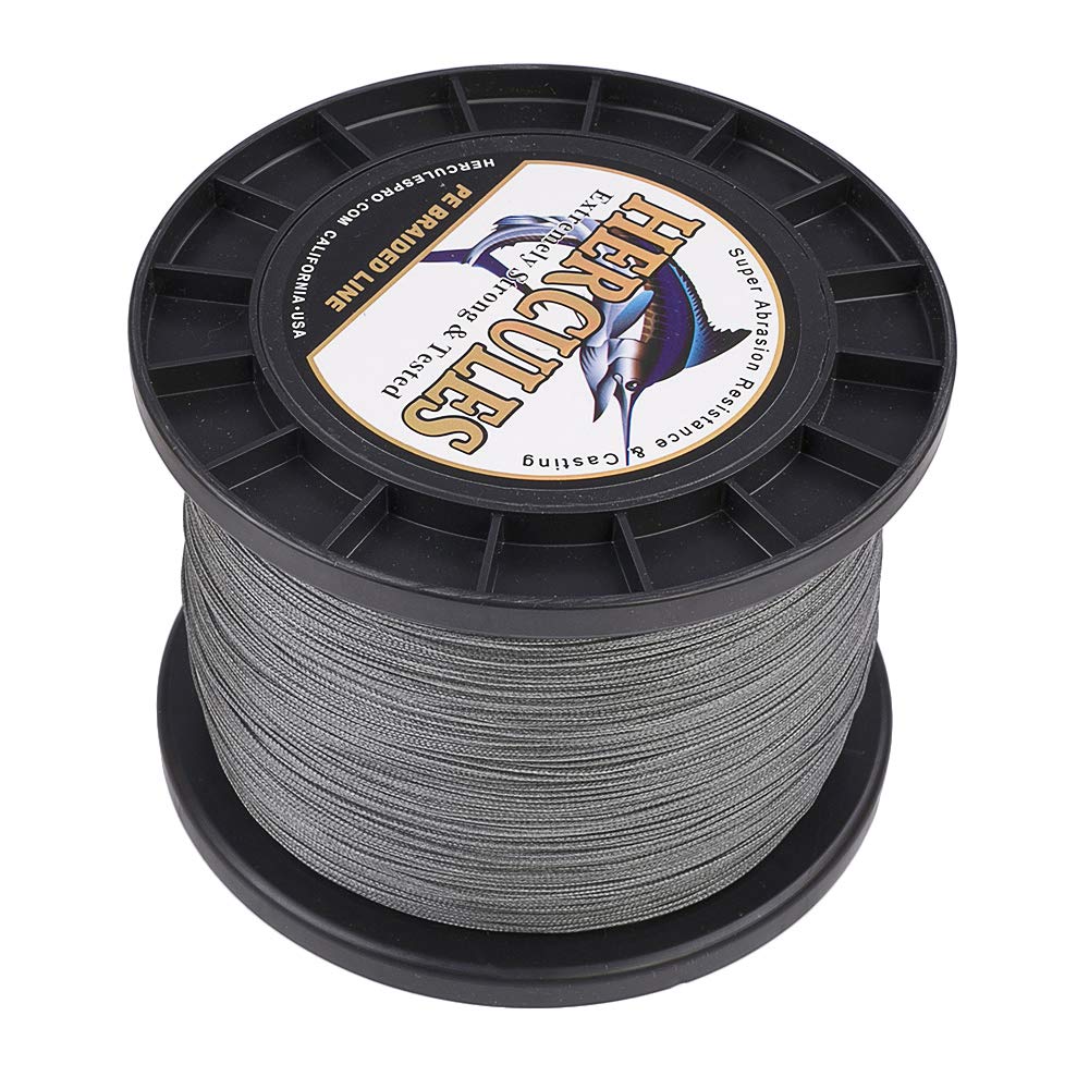Hercules Braided Fishing Line 2000M 2187Yds 10Lbs-200Lbs Pe Superline 8 Strands (Grey 180Lb/81Kg 0.70Mm)