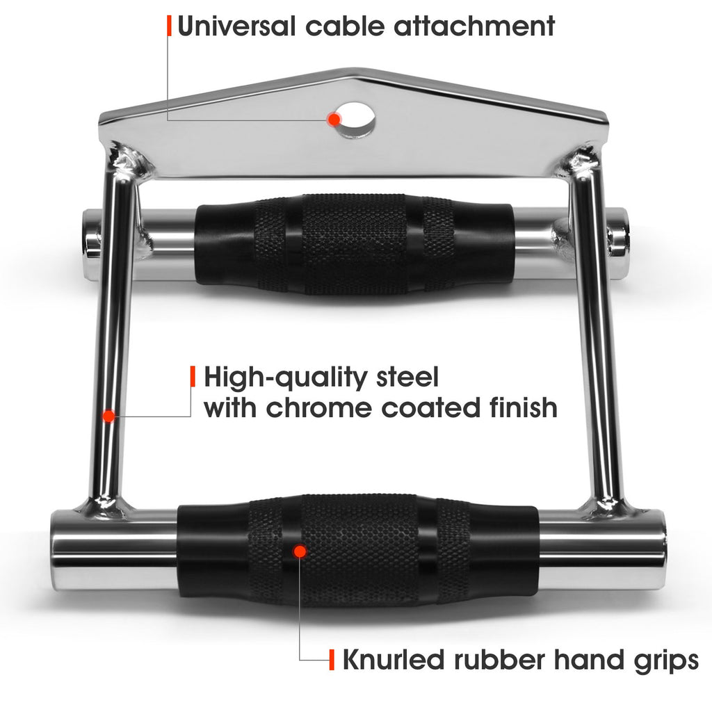 Yes4All Rubber Double D Row Handle Cable Attachment For Weight Workout, Cable Machine Accessories For Home Gym