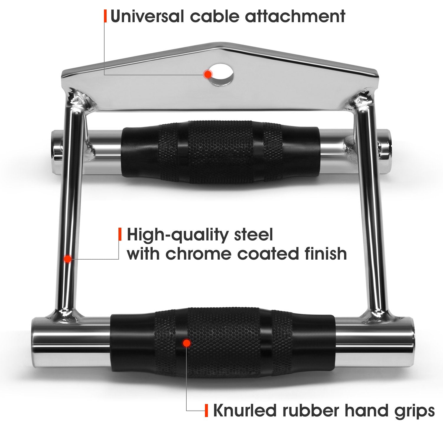 Yes4All Rubber Double D Row Handle Cable Attachment For Weight Workout, Cable Machine Accessories For Home Gym