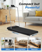 Walking Pad Treadmill With Handle Bar, Under Desk Treadmills For Home Small Office, 5.0 Mph Walking Pads With 10% Incline, Porta