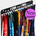 Ibobbish I Can & I Will Sports Marathon Medal Display Hanger Holder Racks Frame In Matt Black Surface Wall Mount Over 40 Medals 