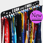 Ibobbish I Can & I Will Sports Marathon Medal Display Hanger Holder Racks Frame In Matt Black Surface Wall Mount Over 40 Medals 