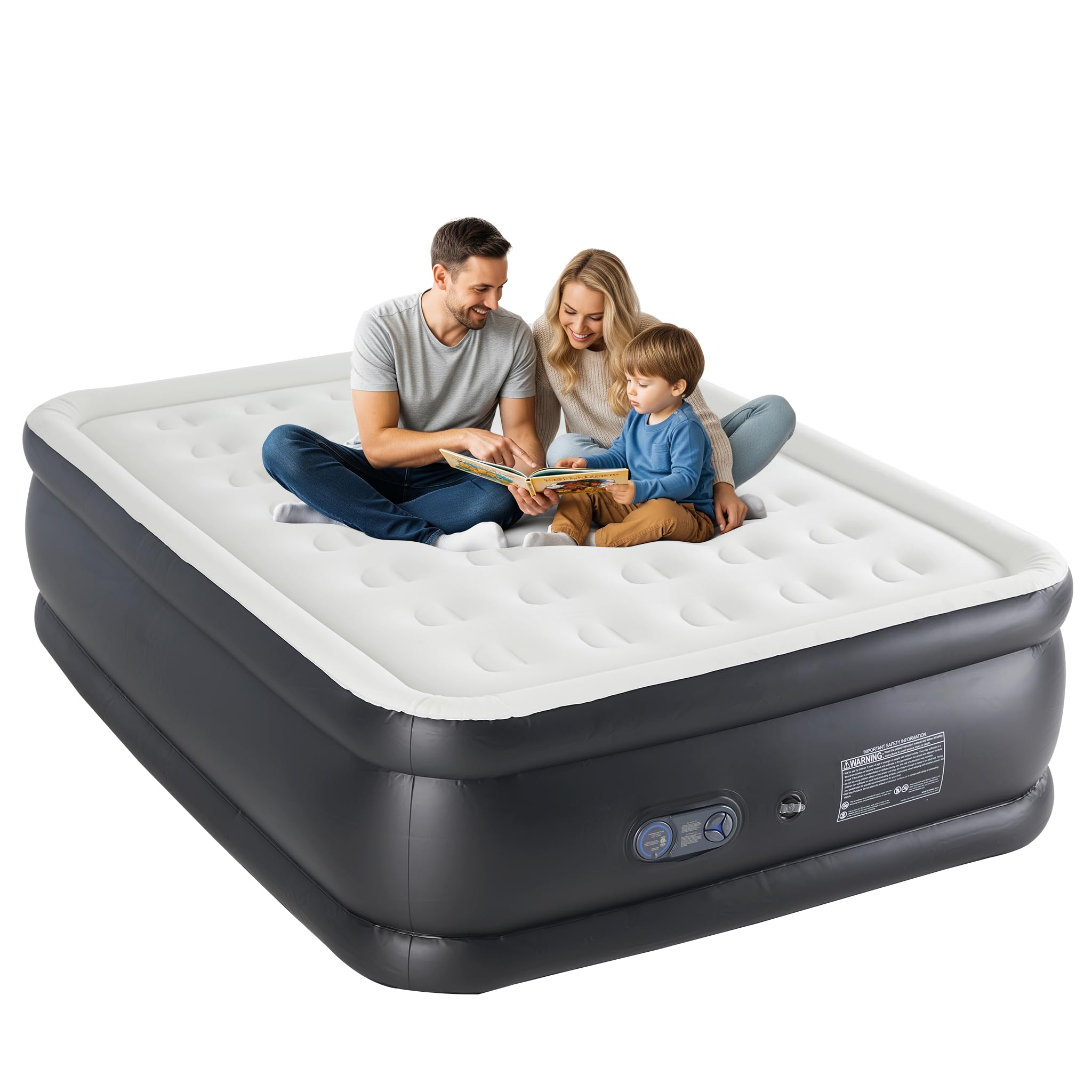 Simple Deluxe Queen Camping Air Mattress with Built-in Electric High-Speed Pump, 22 Tall Portable Foldable Waterproof Inflatable