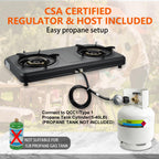 Besnerg Propane Stove 2 Burner Gas Stove Top, 27200 Btu High-Efficiency Lpg Metal Cooktop With Auto Ignition, Csa Regulator And