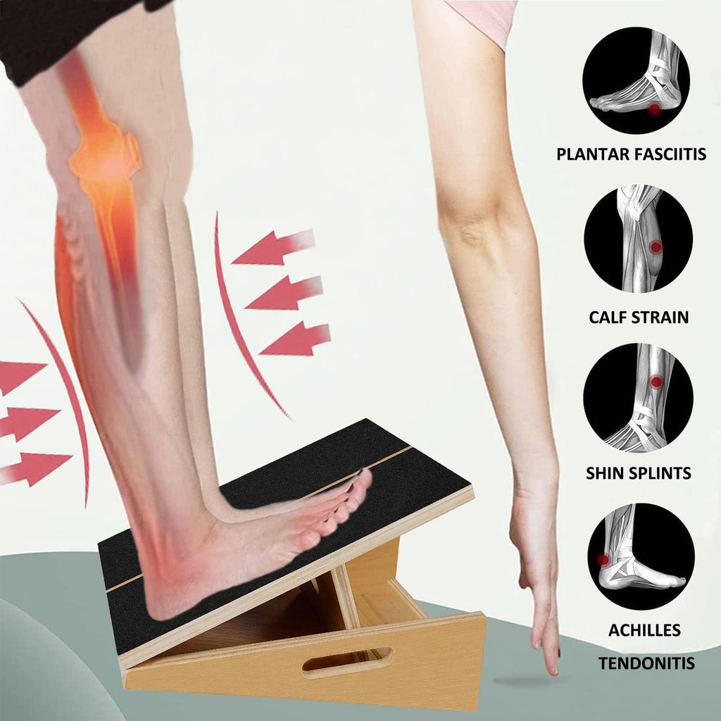 Slant Board For Calf Stretcher Squat Incline Stretch Calf Stretch Knees Foot Rest Adjuatable Wood Wedge For Ankle Leg Heel