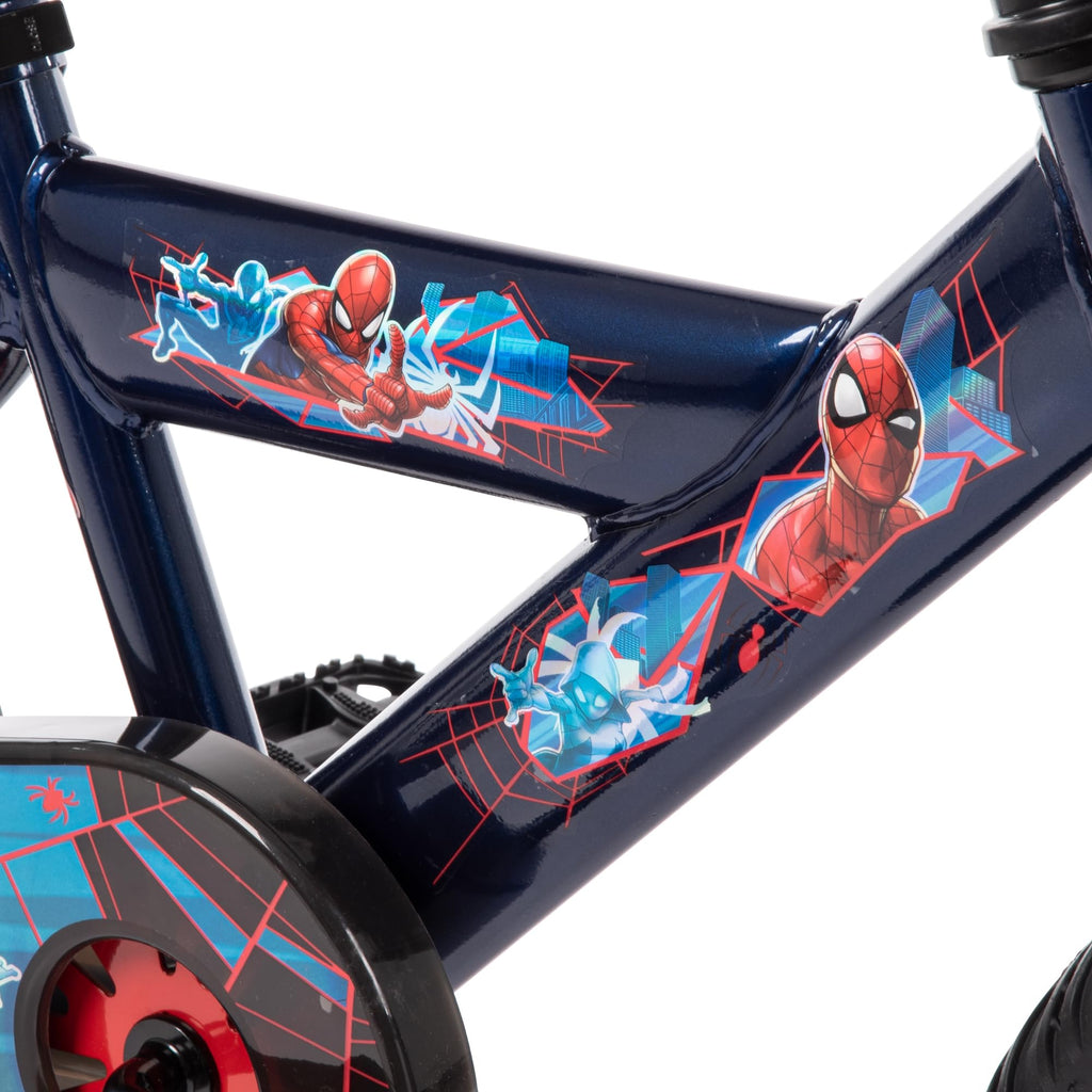 Huffy Marvel Spiderman 16 Inch Kid'S Bike, Ideal For Ages 4-6 Years Old, Training Wheels Included, Quick Connect Assembly, Fun A