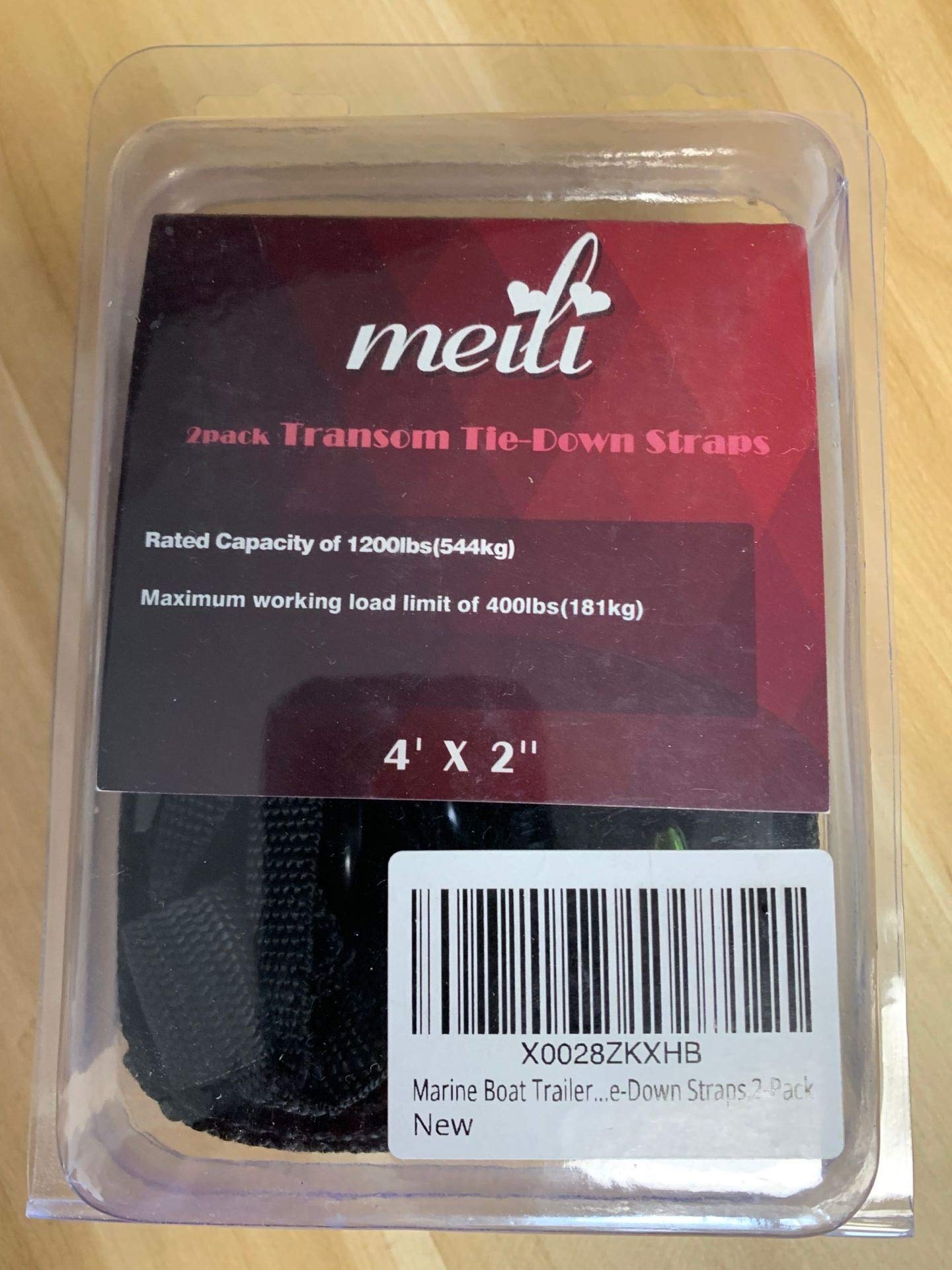 Meili Heavy Duty Boat Trailer Transom Strap (2Pk) - 2 Inch X 48 Inch Adjustable Marine Boat Tie Down Straps To Trailer (Shipped