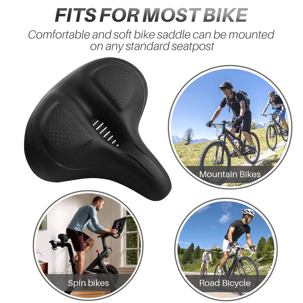 Oversized Comfort Seat Cushion Compatible With Peloton, Spin Bike, Road Or Exercise Bikes, Bicycle Wide Saddle Replacement For M
