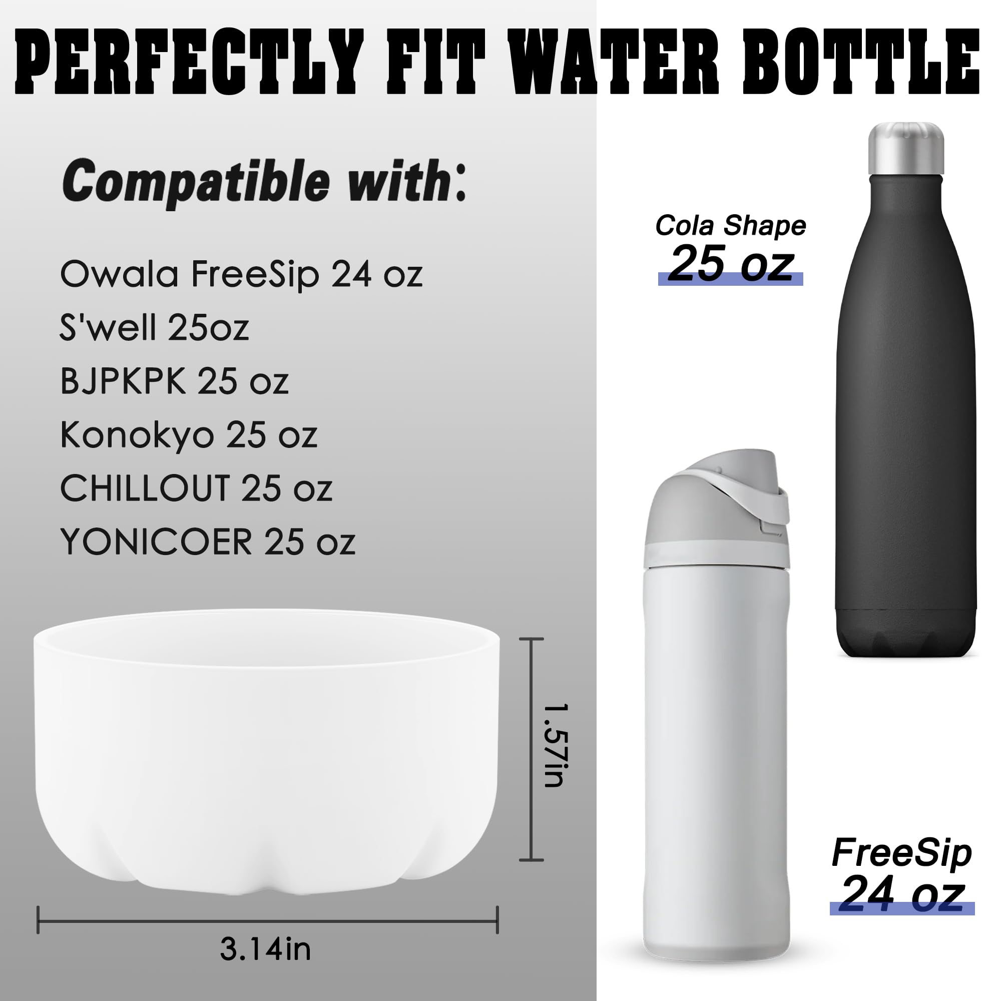 Vikizues 2Pcs Silicone Boot Compatible With Owala Water Bottle 24 Oz & S 'Well 25 Oz Water Bottle And More 25 Oz Stainless Steel