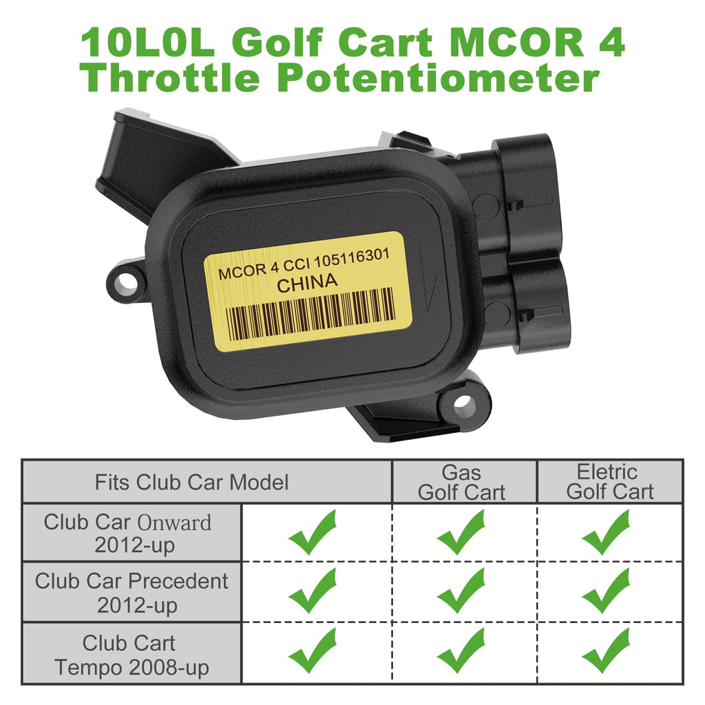 10L0L Golf Cart Mcor 4 Throttle Potentiometer For Club Car Ds/Precedent, Replaces 105116301
