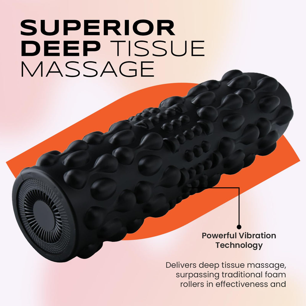 PURSONIC Vibrating Foam Roller - Deep Tissue Massage for Muscle Recovery - 5 Intensity Levels, USB Rechargeable, Durable & Light
