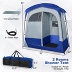 Tangkula Double Room Shower Tent, Oversize Space Privacy Outdoor Changing Tent With Floor, Removable Rain Fly, Inside Pocket, Cl