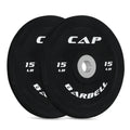 Cap Barbell Best Olympic Bumper Plate Set, Black With White Logo, 15 Lb Pair