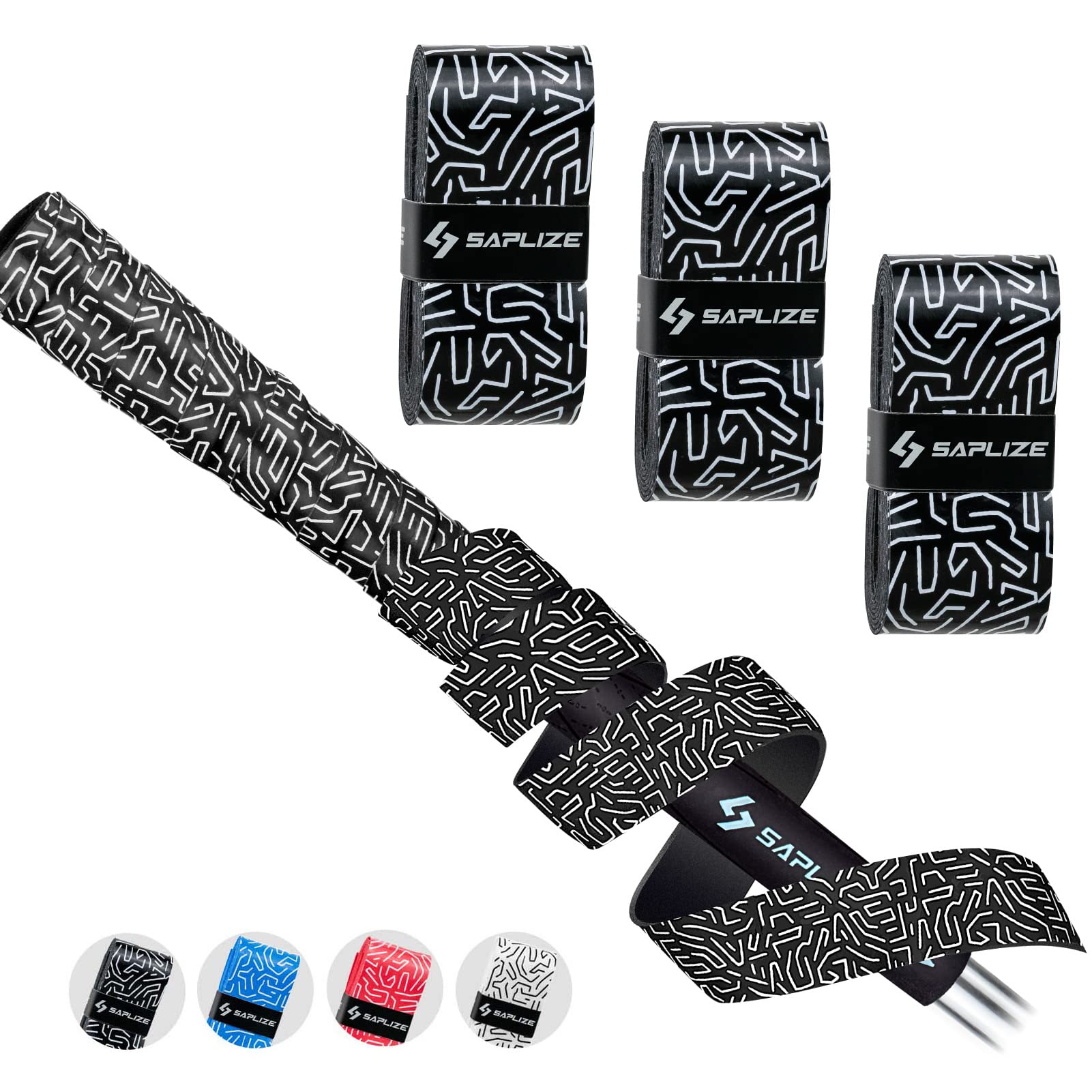 SAPLIZE Golf Grip Wrapping Tapes, New Regripping Solution for Golf Club Grips, 3-Pack Tacky PU Overgrip Tapes Comfortable, Black