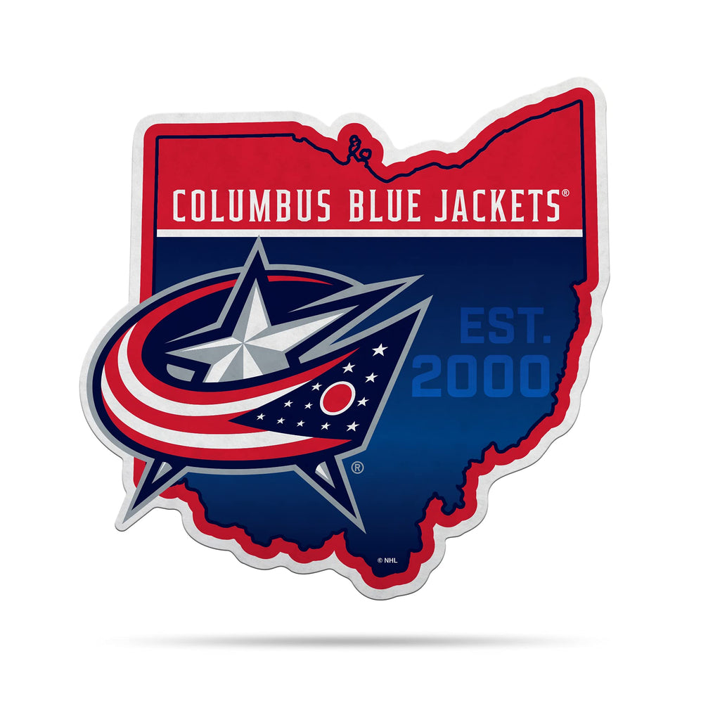 Rico Industries Nhl Columbus Blue Jackets State Shape Shape Cut Pennant - Home And Living Room D  Cor - Soft Felt Ez To Hang, 18
