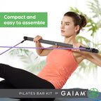 Gaiam Restore Pilates Bar Reformer Kit - Home Fitness Equipment For Total Body Workout - Includes Bar, Two 30-Inch Resistance Ba