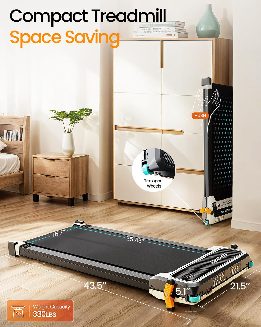 Akluer Walking Pad With Incline - Dual-Sided 2 In 1 Under Desk Treadmill With Shiatsu Foot Massager, 330Lbs Walking Pad Treadmil
