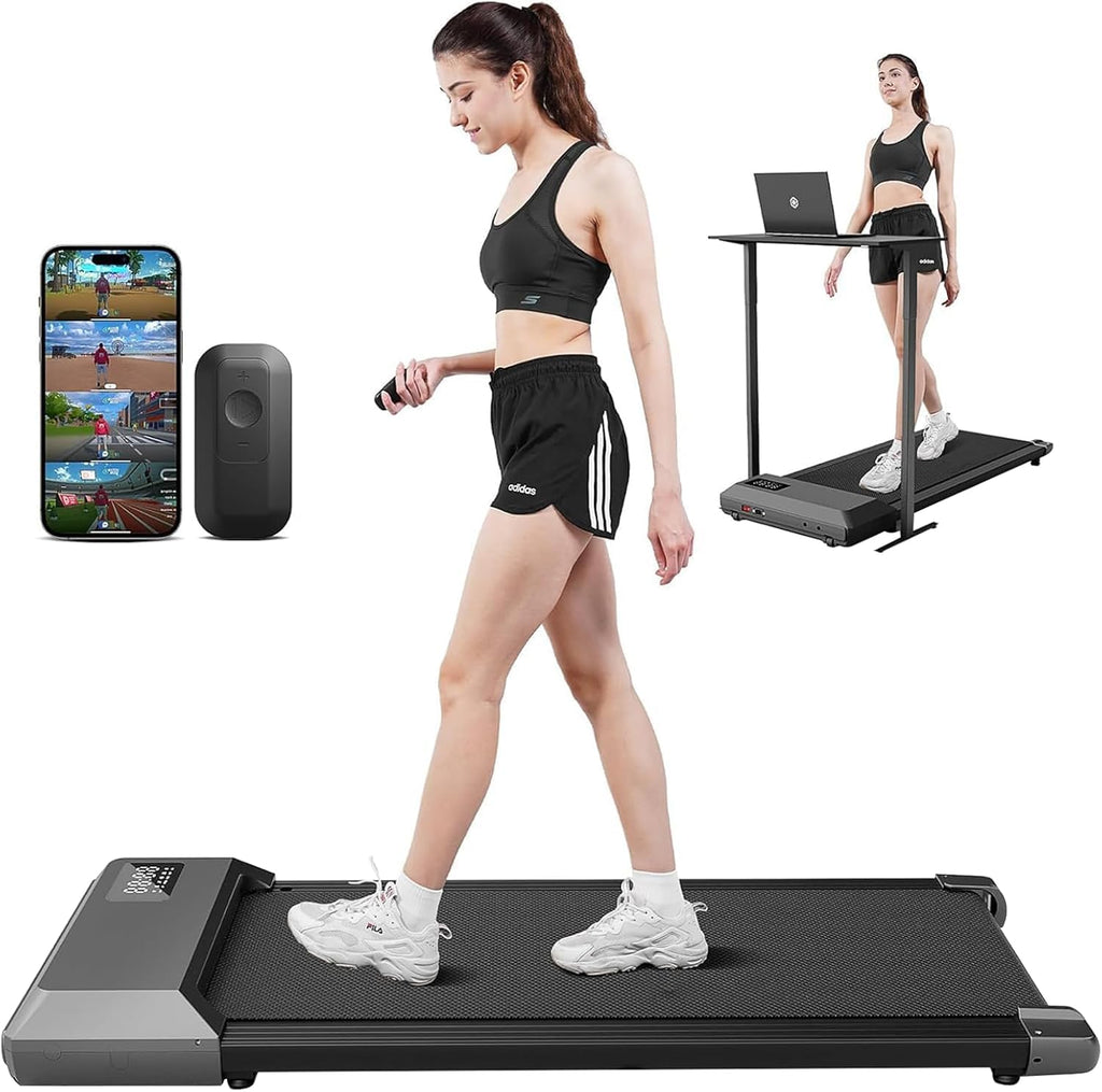 Deerrun Walking Pad, 2025 Smart Under Desk Treadmill, Treadmills For Home/Office, 2 In 1 Walking Pad With Led Dispaly & Remote C