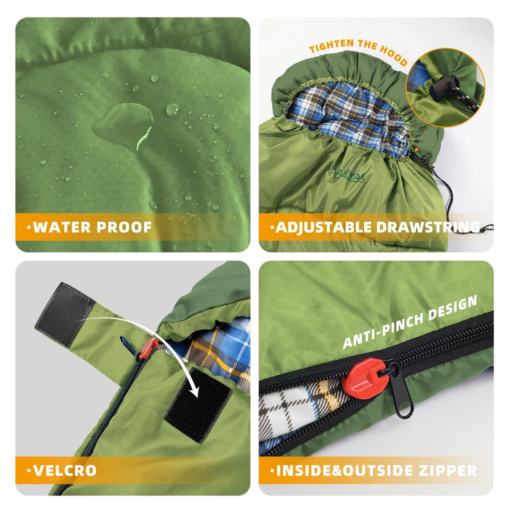Sleeping Bags For Adults Backpacking Lightweight Waterproof Cold Weather Sleeping Bag For Girls Boys Mens For Warm Camping Hikin