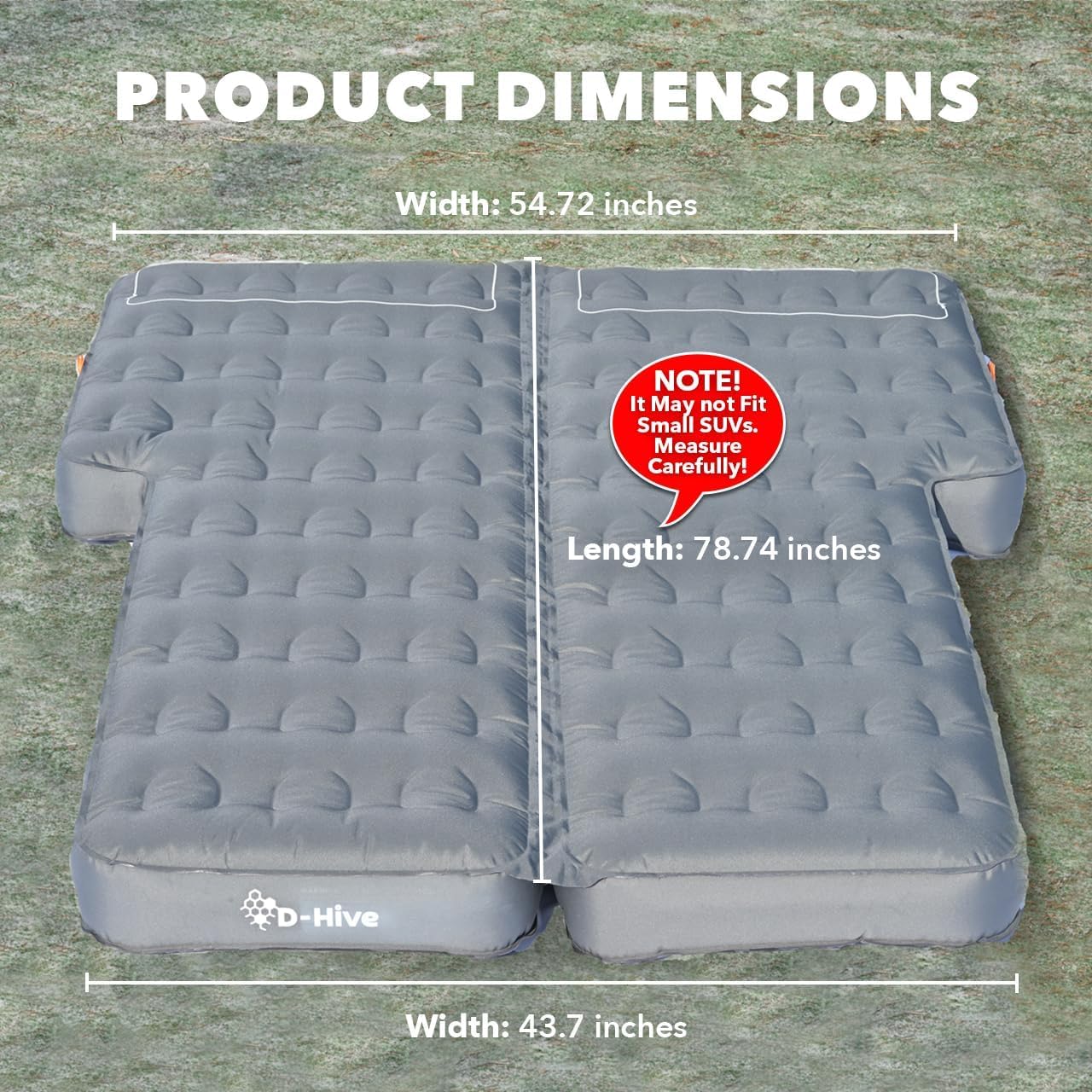D-Hive Unbeatable Durability Suv Air Mattress For Car Camping, Durable Extra Thick 300D Oxford Fabric, Quick Easy Set-Up W/Elect