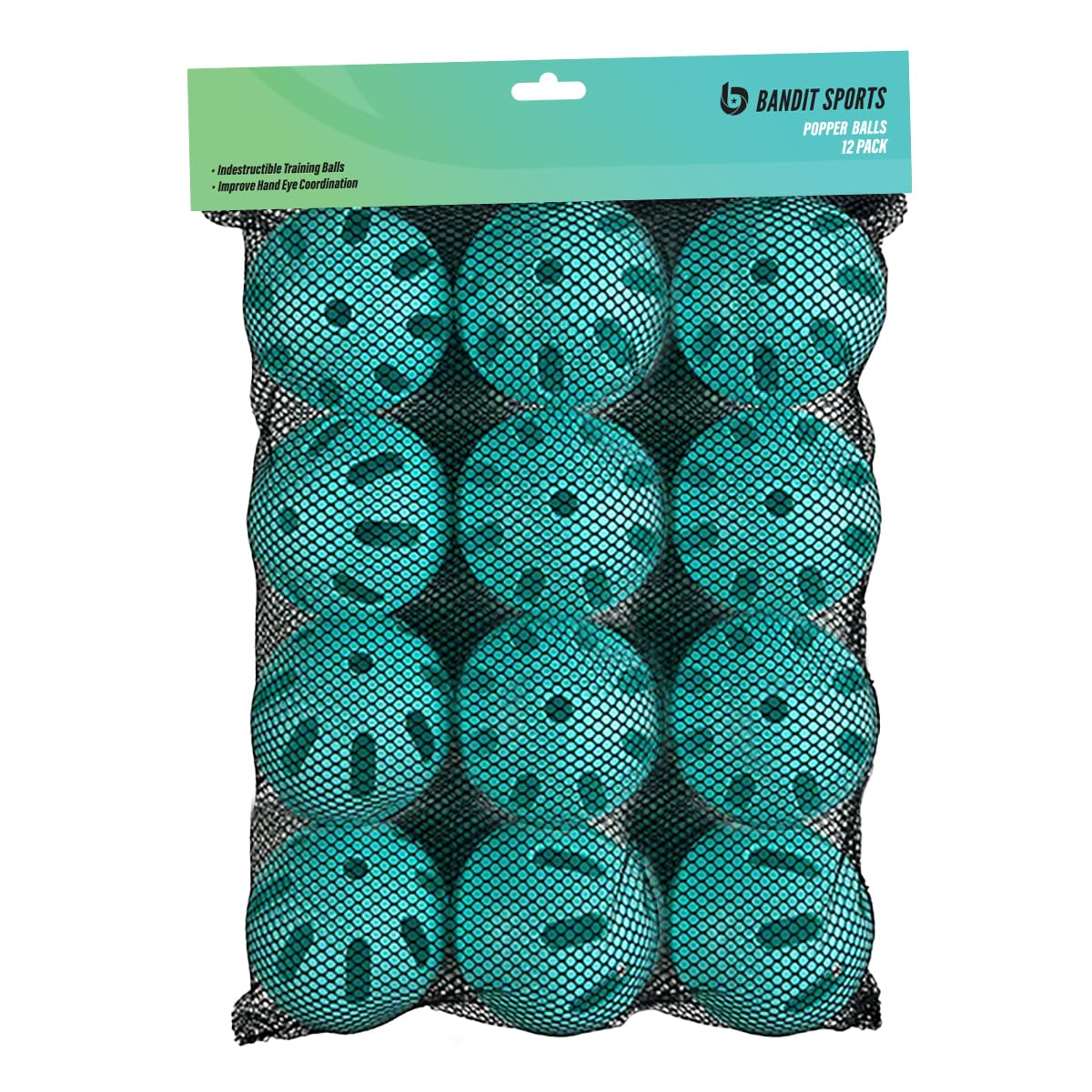 Bandit Sports Tee Popper Plastic Baseballs, Made of Impact-Resistant and Rebounding Material, Perfect Practice Baseballs for Bas