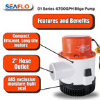 Seaflo Electric Marine Bilge Pumps (4700 Gph)