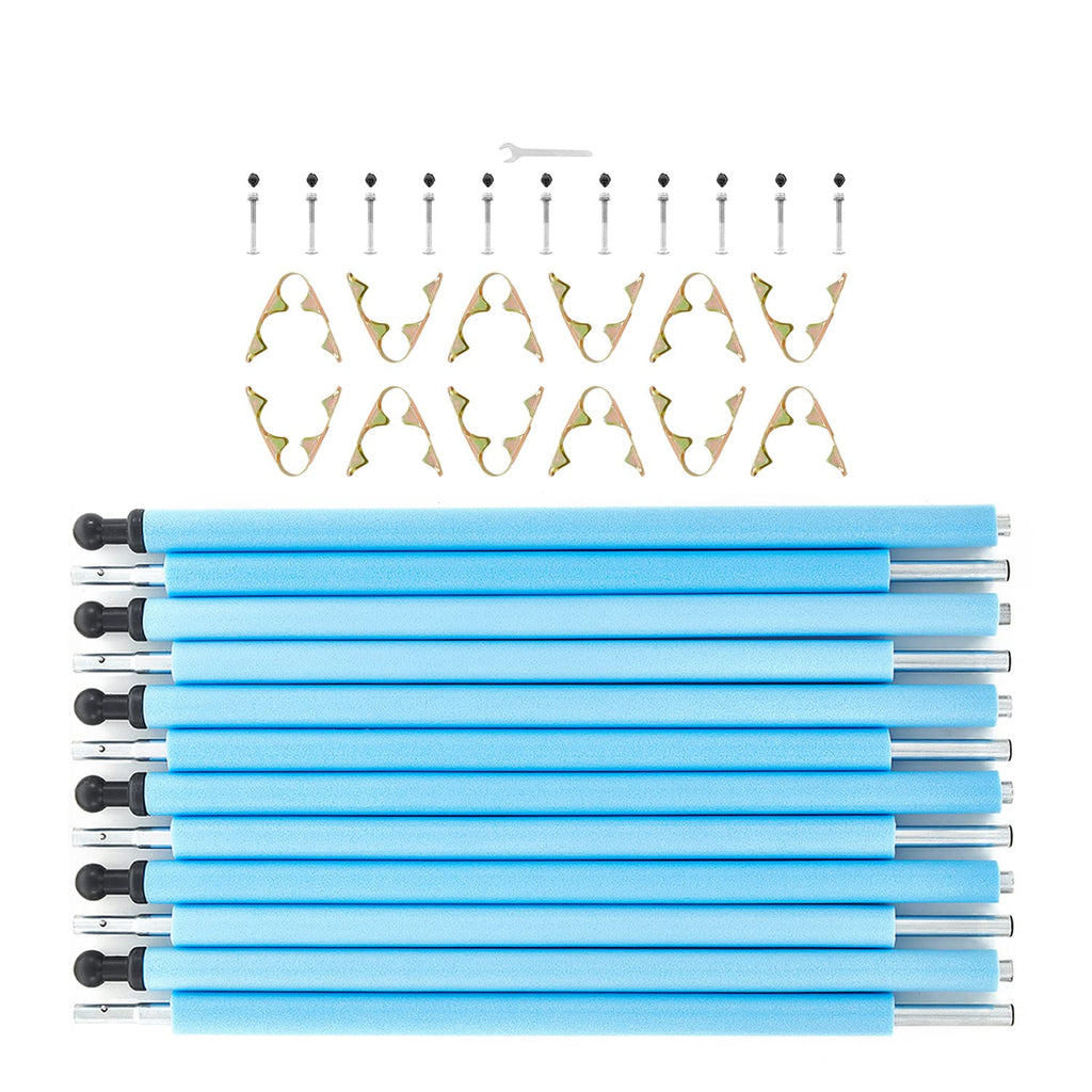 Skybound Universal Replacement Enclosure Poles And Hardware - Complete Set Of 6 Poles - Net Not Included - Blue