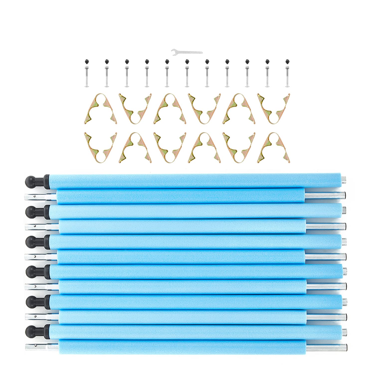 Skybound Universal Replacement Enclosure Poles And Hardware - Complete Set Of 6 Poles - Net Not Included - Blue