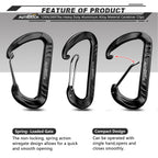 Autmatch Carabiner Clips, 3'' Aluminium Spring Snap Hook Caribeener Clips, 12Kn Heavy Duty Wiregate Carabiners For Camping, Back