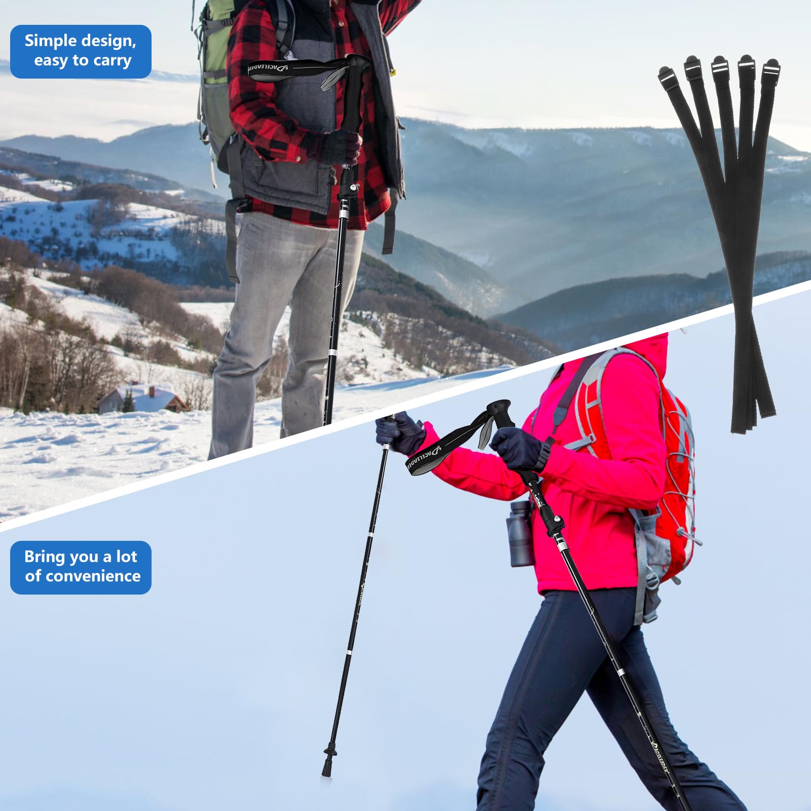 Exceart 5Pcs Ski Stick Straps Walking Stick Wrist Straps Durable Useful Professional Alpenstocks Band Stick Carrier Handle Strap