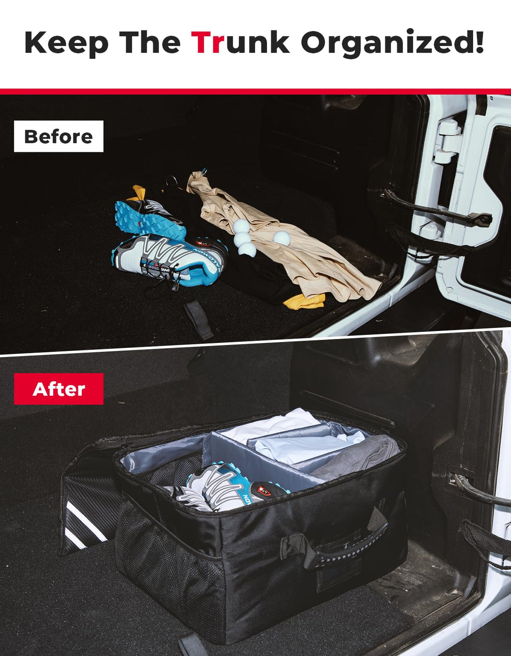 Kemimoto Golf Trunk Organizer Collapsible 1680D Waterproof Golf Trunk Organizer For Car, Suv, Large Storage Space To Store Golf