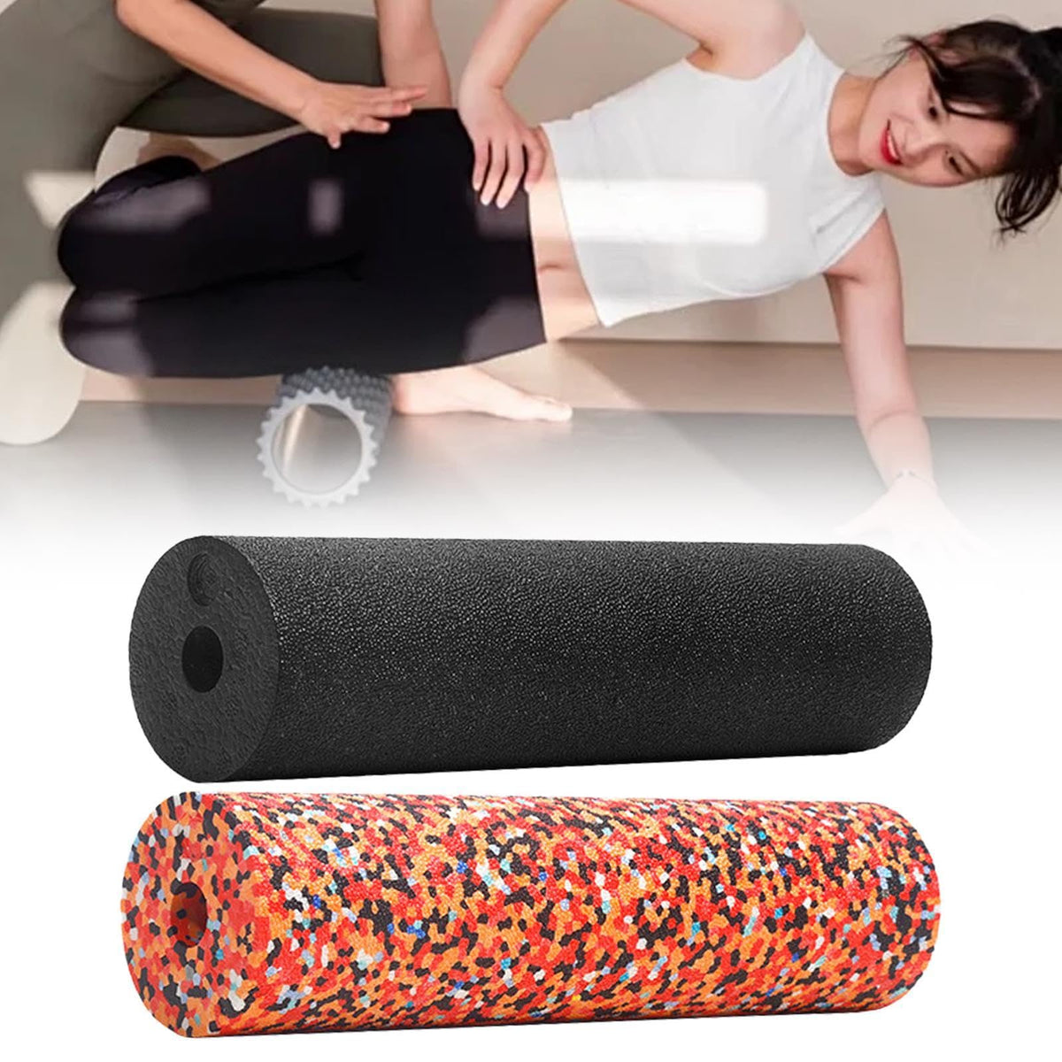 SNAPPSY Yoga Column Hollow Relaxing Foam Roller for Worker Fitness Equipment Athlete Black