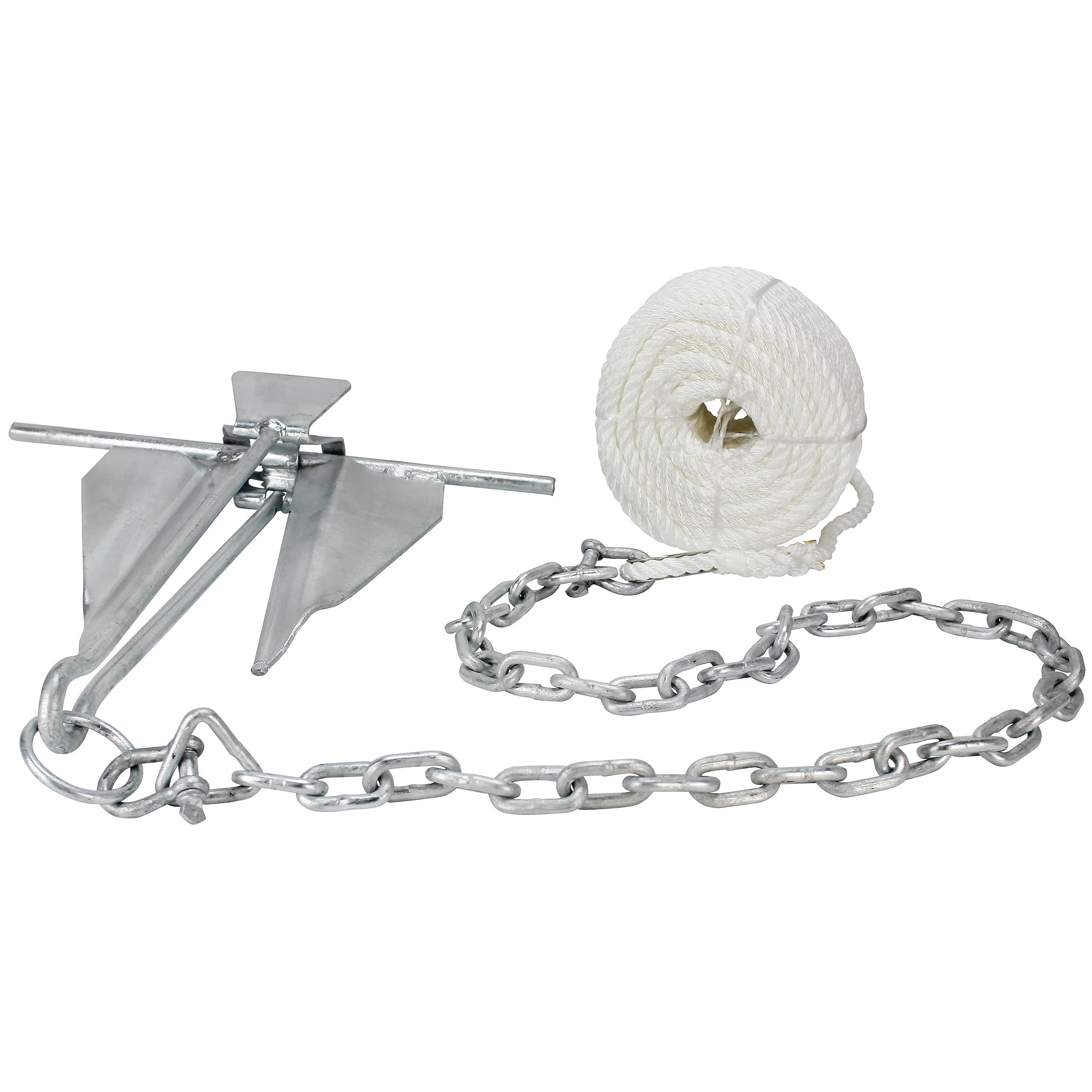 Extreme Max 3006.6717 Complete Slip Ring Anchor Kit With Rope / Anchor Chain / Shackle - #7 / 4.5 Lbs.
