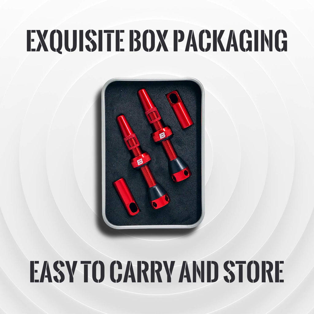 Bwshlf Red Tubeless Presta Valve Stem 40Mm  44Mm, Super Light Alloy Presta Valve Stem Kit With Valve Core Remover Tool And Valve