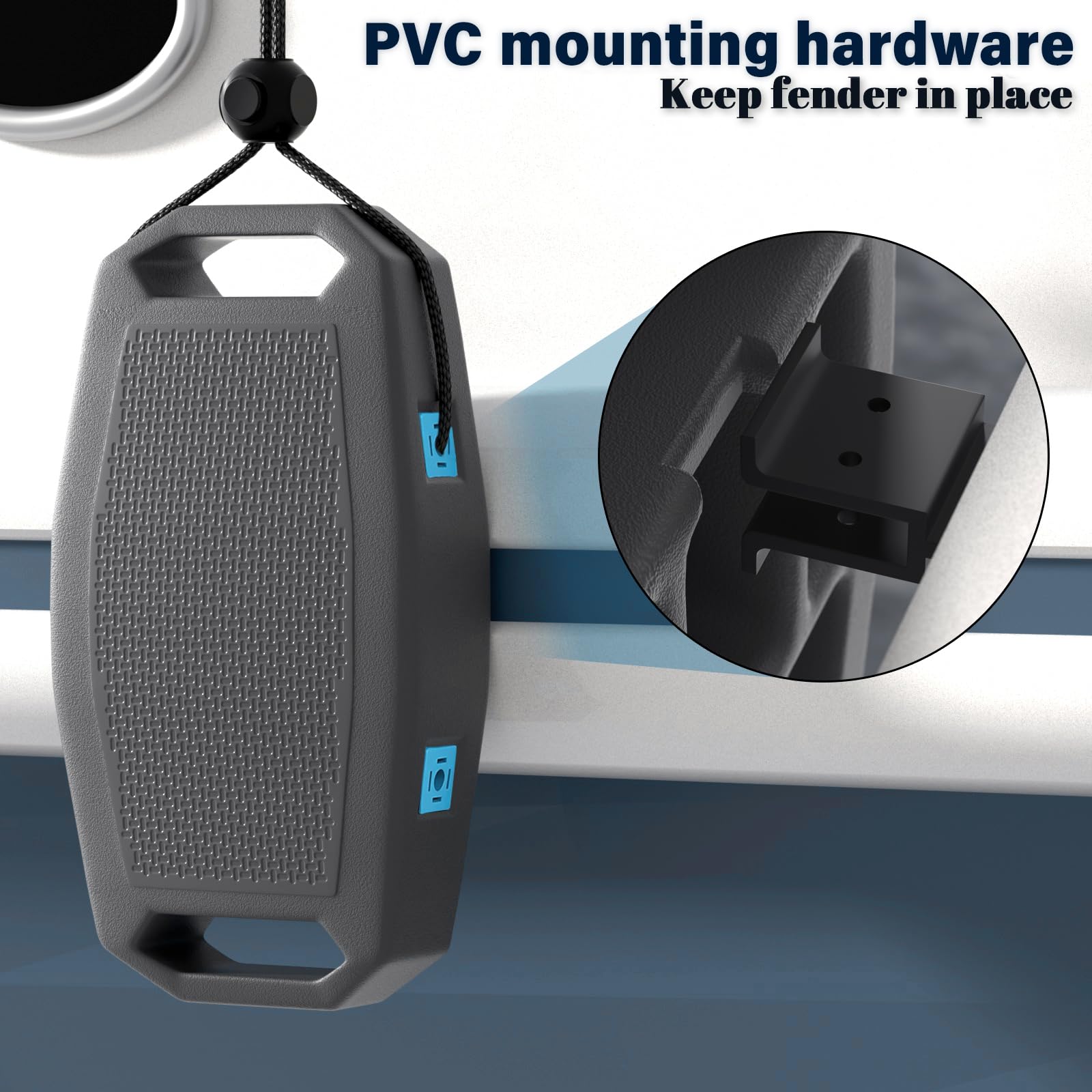 Obcursco Boat Fenders Bumpers For Docking - 2 Pack Eva Marine Grade Fenders With Mounting Hardware, Waterproof Portable Bumpers,