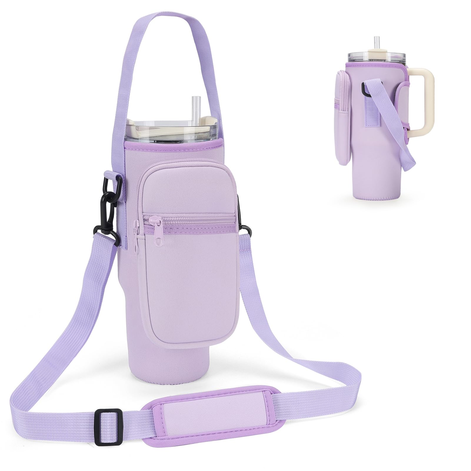Goewy Water Bottle Carrier Bag For Stanley 40Oz Tumbler With Phone Pocket Water Bottle Holder With Strap Neoprene Water Bottle P