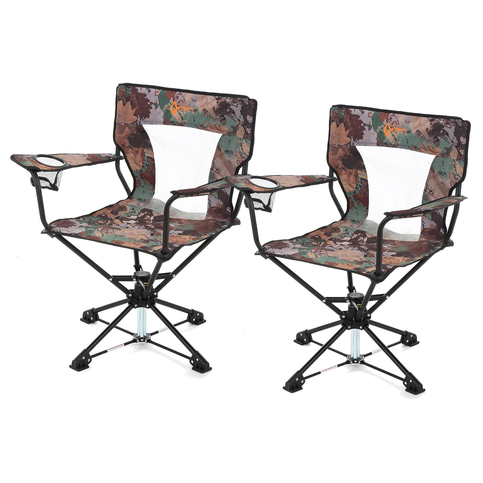 Arrowhead Outdoor 2-Pack 360 Swivel Hunting Chair Stool Seat, Perfect For Blinds, No Sink Feet, Supports Up To 450Lbs, Carrying