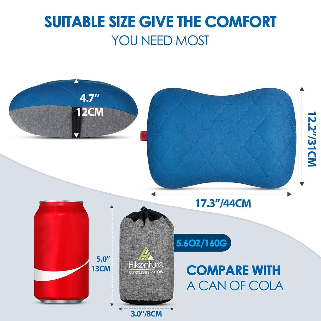 Hikenture Ultralight Inflatable Washable Pillow With Removable Cover For Neck Lumber Support - Upgrade Backpacking Pillow For Ca