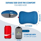 Hikenture Ultralight Inflatable Washable Pillow With Removable Cover For Neck Lumber Support - Upgrade Backpacking Pillow For Ca