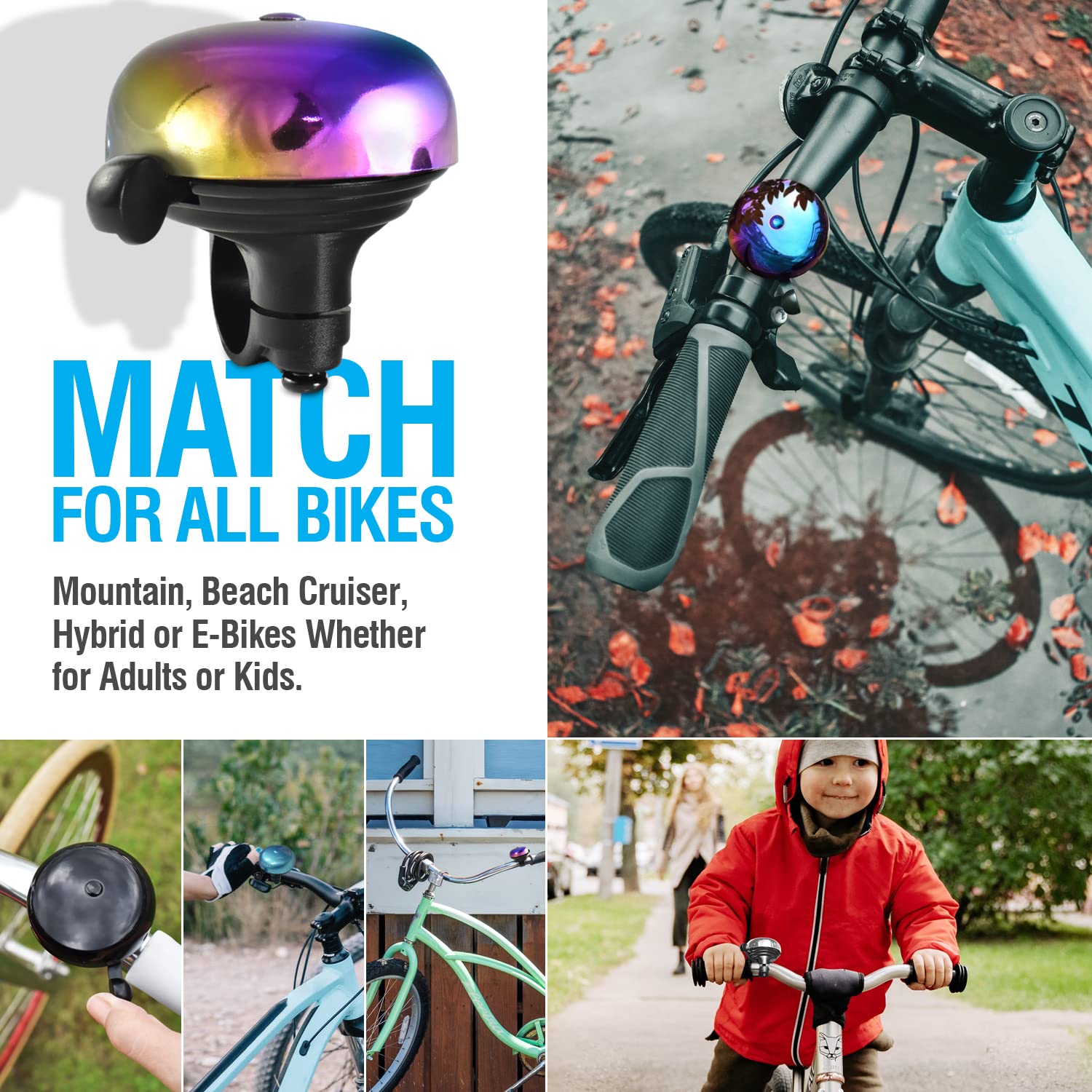 Marque Bike Bell For Adults & Kids - Nice, Loud, Crisp Ding Sound Bicycle Bell-Must Have Bicycle Accessories For Mountain Mtb, B