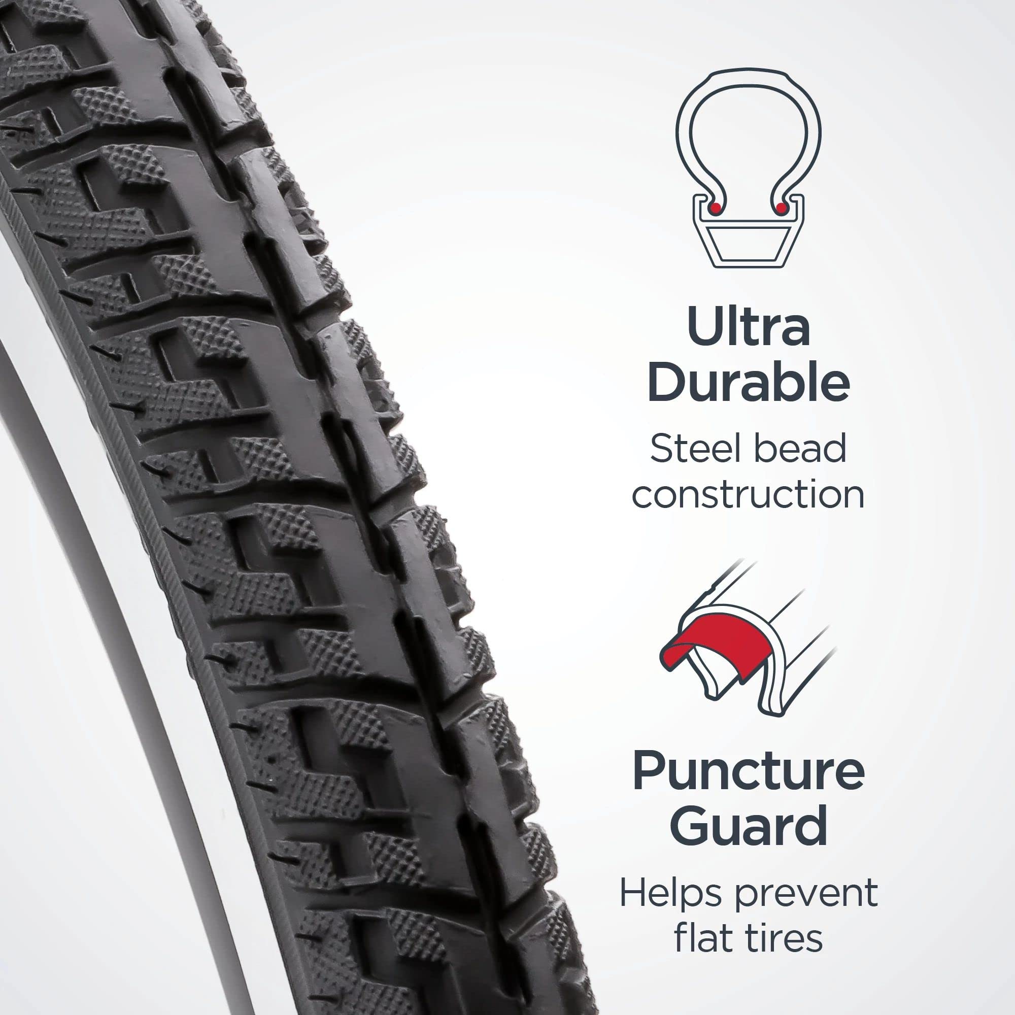 Schwinn Replacement Bike Tire, Hybrid Bike Tire, Combination Tread For Paved Roads And Trail Rides, 700C X 38Mm