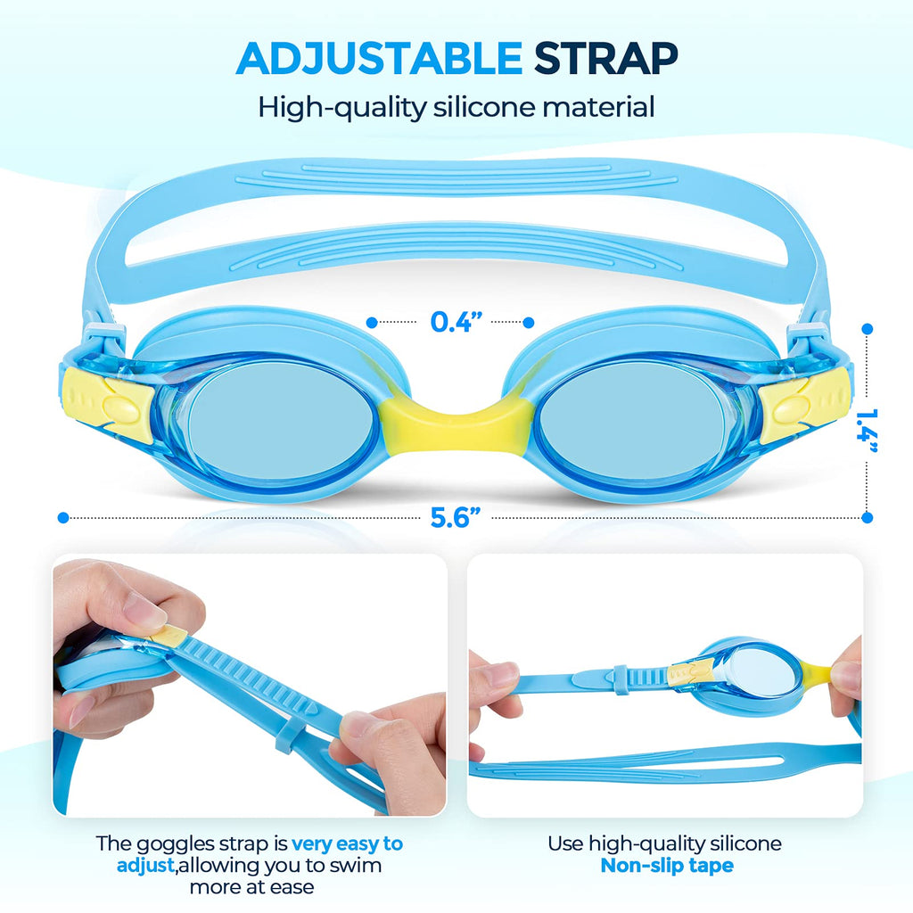 Portzon Unisex-Kids Swim Goggles,Anti Fog Goggles For Kids No Leaking Clear Vision Water Pool Swimming Goggles