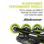 Bladerunner By Rollerblade Phoenix Boys Adjustable Fitness Inline Skate, Black And Green, Junior, Value Performance Inline Skate